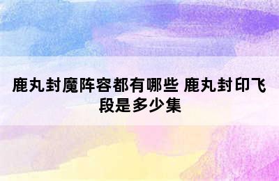 鹿丸封魔阵容都有哪些 鹿丸封印飞段是多少集